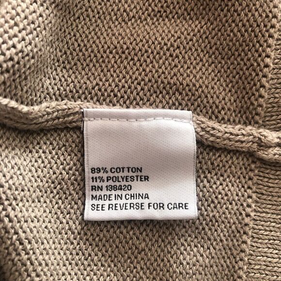 Per se Women’s Taupe Cream Sweater Size Large Long Striped Sleeves Size Large - Picture 6 of 8